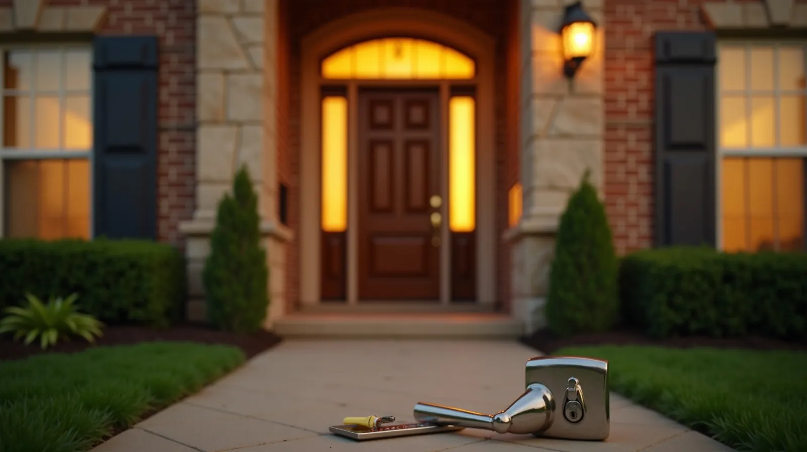 Residential locksmith service on a Dallas home front door